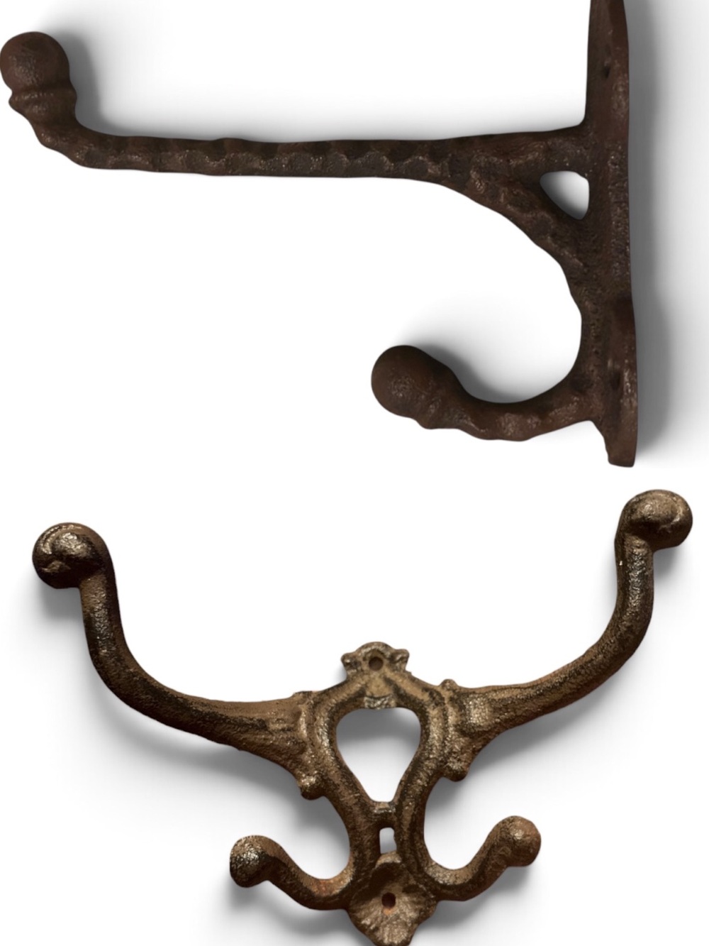 Vintage-Style Cast Iron Wall Hooks (2-Piece Set)